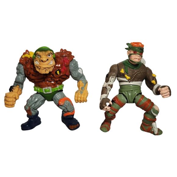 TMNT Vintage 4.5" General Traag And 4.75" Rat King Playmates 1989 Pre-owned - Picture 1 of 7